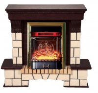 Каминокомплект Interflame Экстер темный дуб с очагом Majestic FX M Brass
